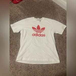 adidas White T-Shirt with Red Trefoil Logo